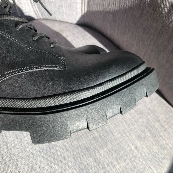 NWOT ASH Moody black leather lace up rear zipper chunky lug sole ankle boots 8 - Picture 15 of 15